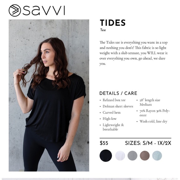 💰SAVVI SM-MD Light Blue Oversized Relaxed Boxy Curved Hi Low Hem TIDES Top - Picture 5 of 13